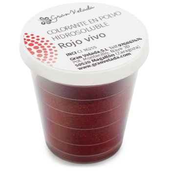 Vo vode rozpustné žiarivo červené farbivo v prášku