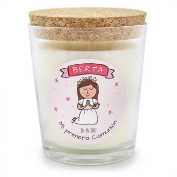 Personalisierte Kommunionaufkleber für Mädchen.