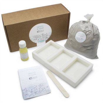 Kit zur Herstellung von Zementseifenschalen.