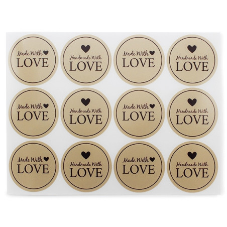 Aufkleber "mit Liebe gemacht"