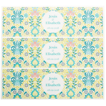 Personalisierte Aufkleber mit persischen Druck in Senf- und Grüntönen