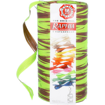 Dvojfarebná pistácie-hnedá rafiová stuha