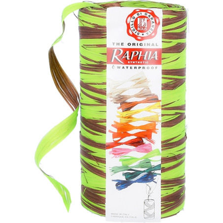 Dvojfarebná pistácie-hnedá rafiová stuha