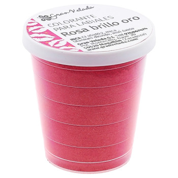 Rosa gold glänzend Lippenfärbung.