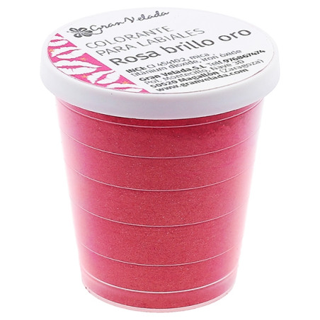 Rosa gold glänzend Lippenfärbung.