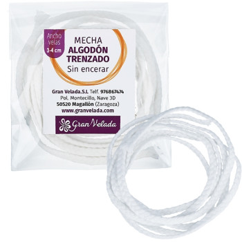 Kerzendocht aus ungewachster Baumwolle 3-4 cm