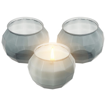 Kerzenbehälter geometrische Schale grau