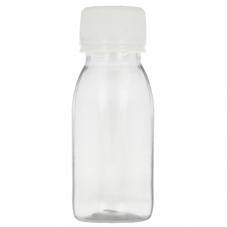PET Flasche 60 ml mit weißem Fadenverschluss