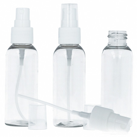 50 ml hohe PET-Flasche mit weißem Sprühkopf