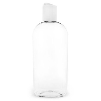 250 ml - Ovale PET-Flasche mit weißem Disc Top Verschluss