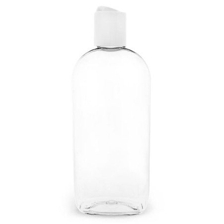 250 ml - Ovale PET-Flasche mit weißem Disc Top Verschluss