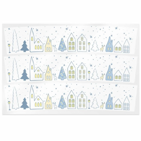 "Verschneites Dorf" Transparente Weihnachtsaufkleber