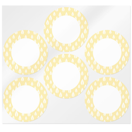 Orangefarbene runde Aufkleber mit Blättern