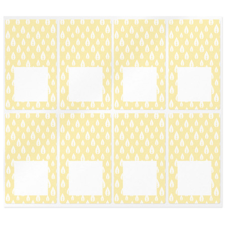 Orangefarbene rechteckige Aufkleber mit Blättern