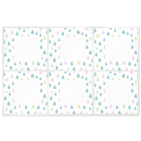 Quadratische Aufkleber mit bunten Tropfen