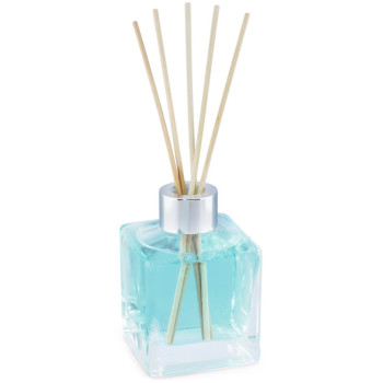 Frasco 120 ml mikado cuadrado arandela plateada