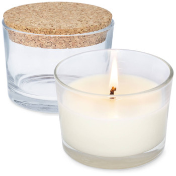 Copo de vidro de 205 ml com rolha de cortiça para velas