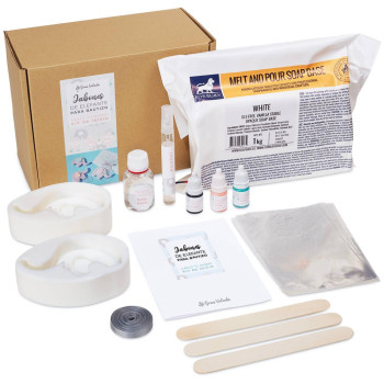 Bausatz zur Herstellung von elefantenförmigen Seifen für Taufen.