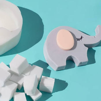 Bausatz zur Herstellung von elefantenförmigen Seifen für Taufen.