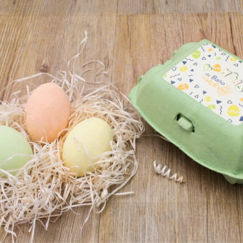 Kit  zur Herstellung von Eierbadebomben. Materialien und Anleitungen