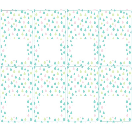 Obdĺžnikové nálepky farebné kvapôčky