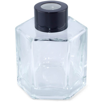 Frasco hexagonal de 100 ml com arruela preta para mikados.