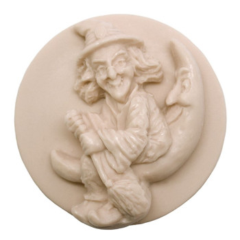 Form zur Herstellung von Seifenstücken Hexe hochgeladen in Mond